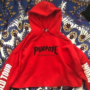 Purpose world tour cropped hoodie